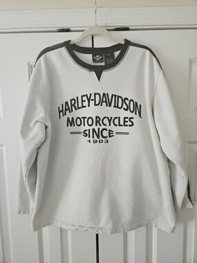 Harley-Davidson White Black Pullover Sweatshirt Genuine MotorClothes Men’s 2XL